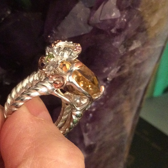 Awe Inspiring 27 CTW Genuine Citrine, Aquamarine & Pink Topaz Ring - Picture 15 of 15